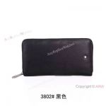 AAA Replica Montblanc Long Wallet with Zip - Black Soft Leather Wallet
